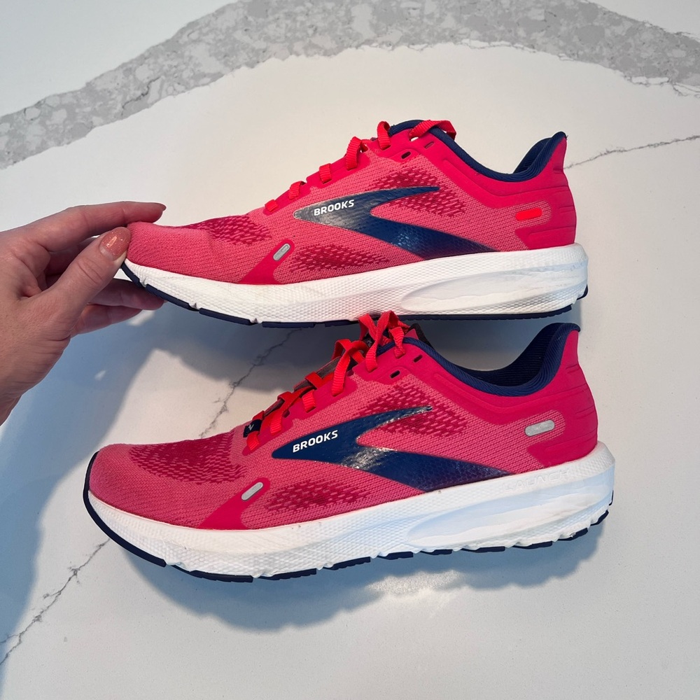 Brooks Women's Launch 9 Athletic Sneakers in Pink and Navy